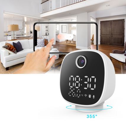 Älykamera herätyskellolla, lämpömittarilla ja LED-valolla 1296p 3Mpx 5V Wi-Fi Tuya IP65