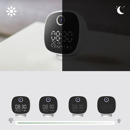 Älykamera herätyskellolla, lämpömittarilla ja LED-valolla 1296p 3Mpx 5V Wi-Fi Tuya IP65