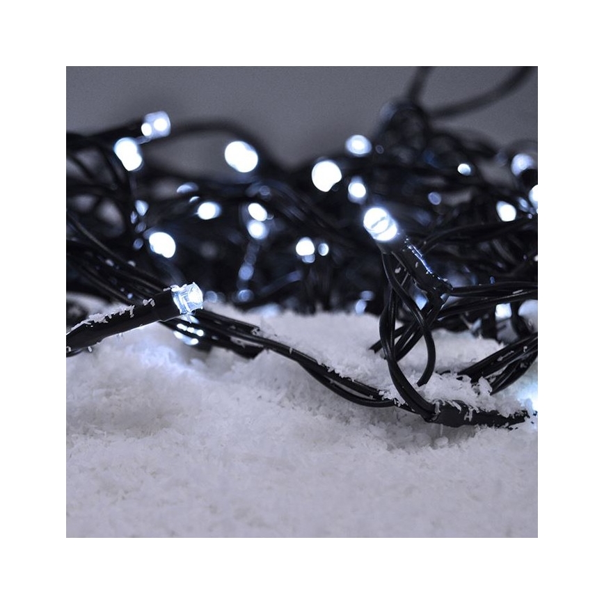 LED-jouluketju ulkokäyttöön 100xLED/8 toimintoa 13m IP44 kylmä valkoinen