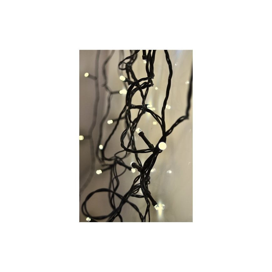 LED-ulkojouluketju 100xLED/8 toiminnot IP44 13m lämpimänvalkoinen