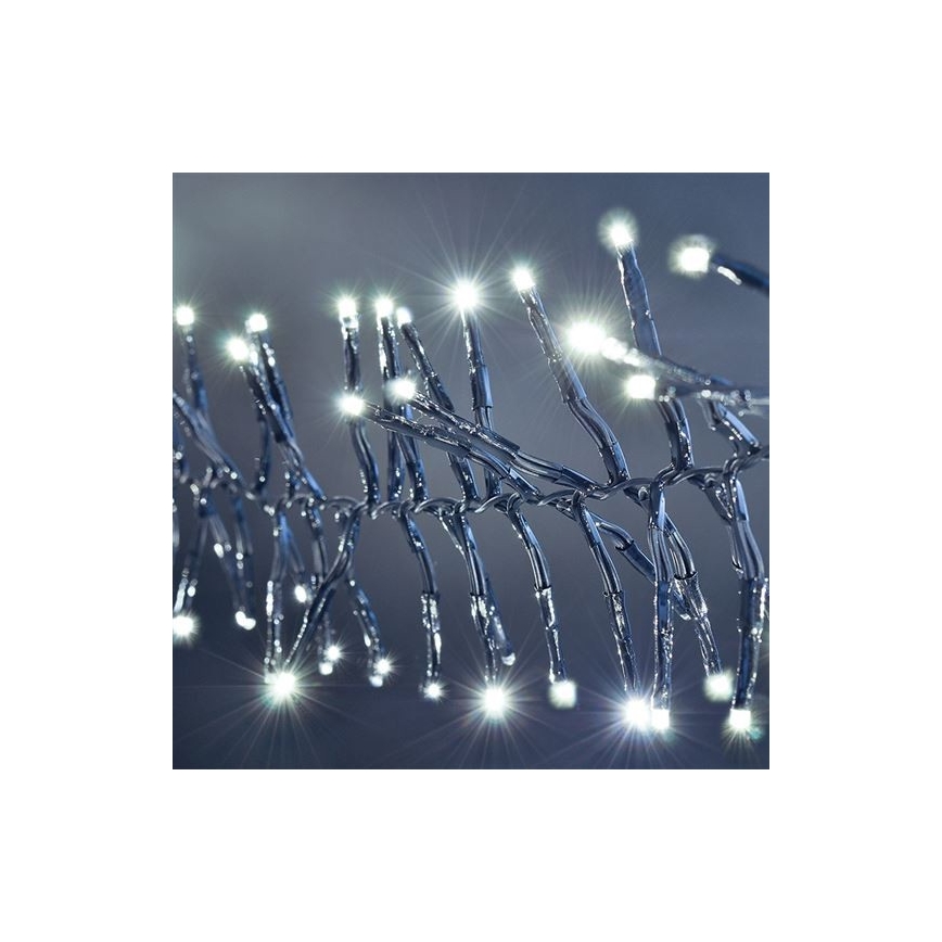 LED-jouluketju 576xLED/8 funktiota 8m IP44 kylmä valkoinen + kaukosäädin