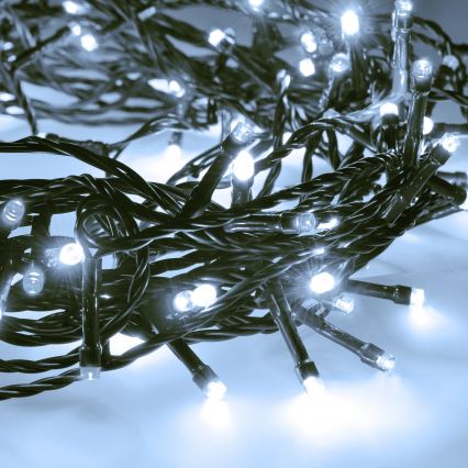LED-jouluketju 50xLED/8 toimintoa 8m IP44 kylmä valkoinen
