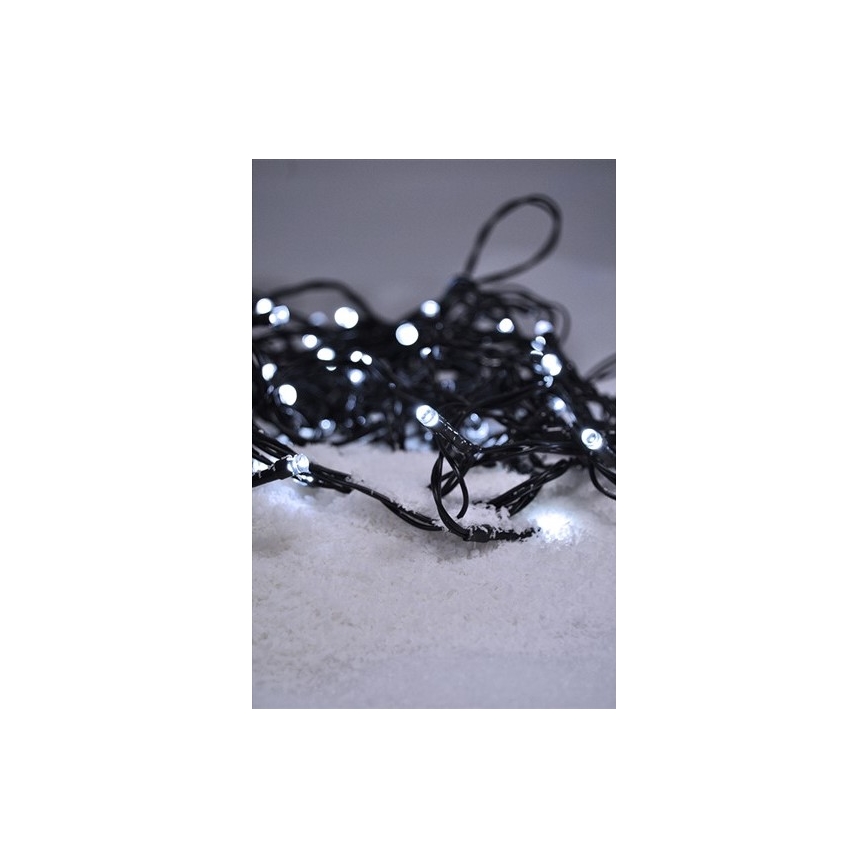 LED-jouluketju 50xLED/8 toimintoa 8m IP44 kylmä valkoinen