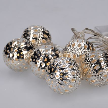 LED-jouluketju 10xLED/2xAA 1m lämpimänvalkoinen