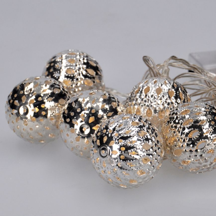LED-jouluketju 10xLED/2xAA 1m lämpimänvalkoinen