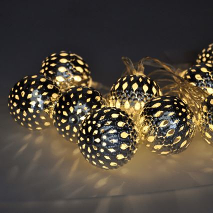 LED-jouluketju 10xLED/2xAA 1m lämpimänvalkoinen