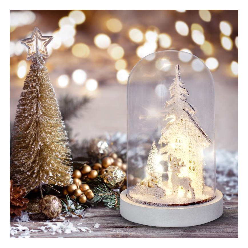 LED-joulukoriste LED/2xAAA luminen maisema talon kanssa