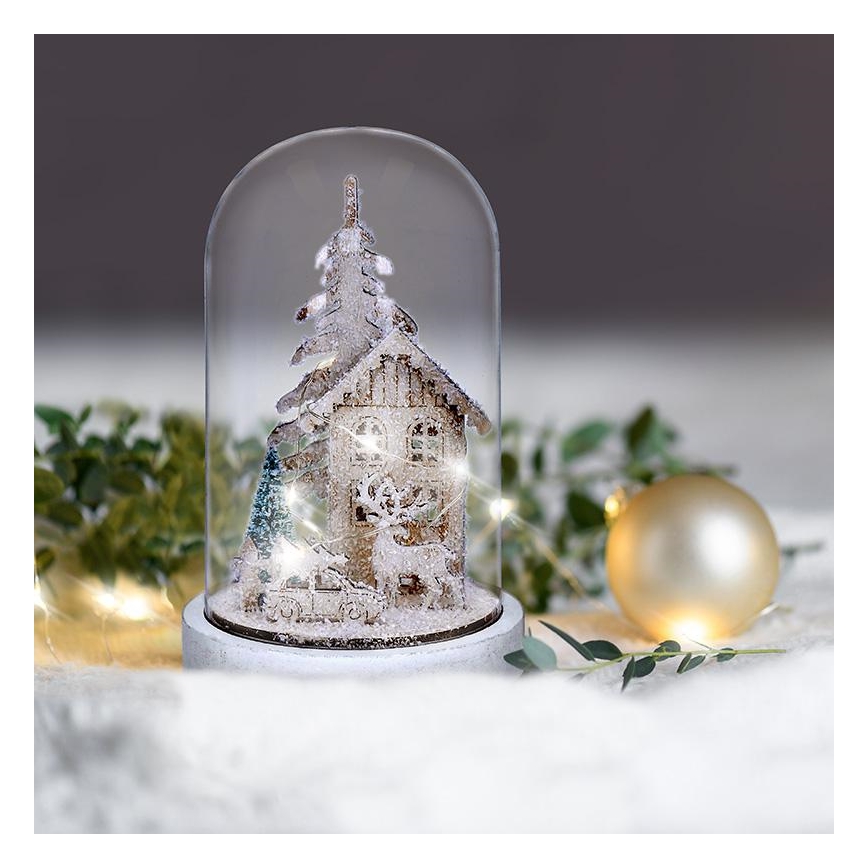 LED-joulukoriste LED/2xAAA luminen maisema talon kanssa