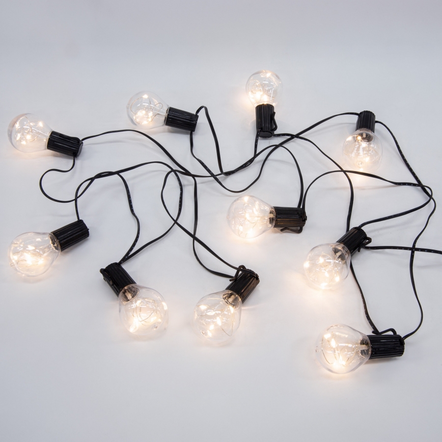 LED koristeketju ulkokäyttöön SEPPELE 10xLED/3xAA 3m IP44 lämpimänvalkoinen