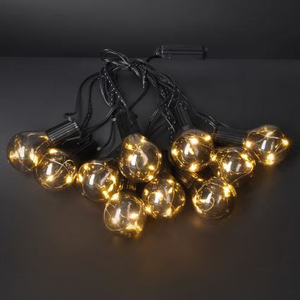LED koristeketju ulkokäyttöön SEPPELE 10xLED/3xAA 3m IP44 lämpimänvalkoinen
