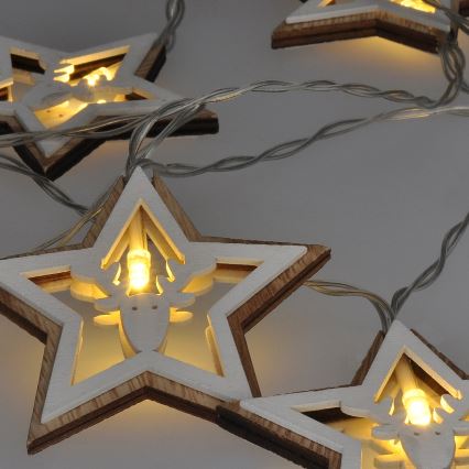LED-jouluketju 10xLED/2xAA 1,8m lämpimänvalkoinen