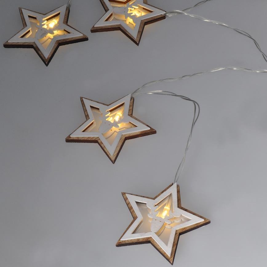 LED-jouluketju 10xLED/2xAA 1,8m lämpimänvalkoinen