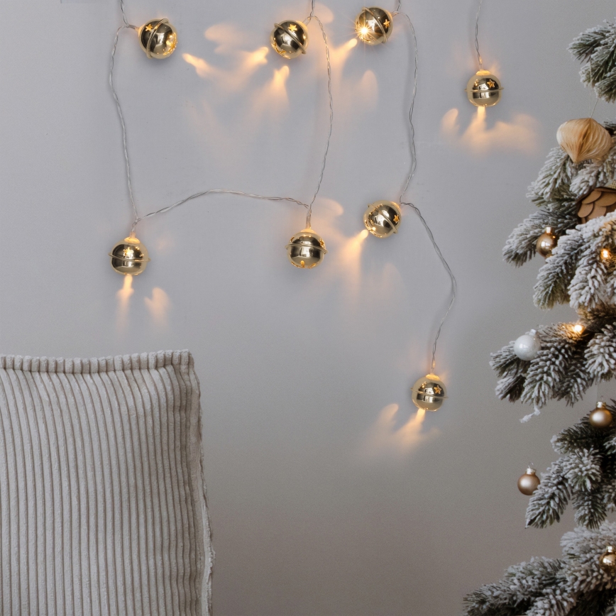 LED-jouluketju 10xLED/2xAA/lämpimänvalkoinen 1,8m kulkuset