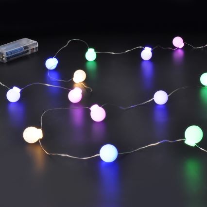 LED-jouluketju 20xLED/2xAA 2,3 m monivärinen