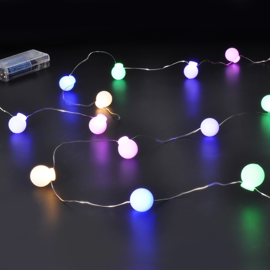 LED-jouluketju 40xLED/2xAA 4,3 m monivärinen