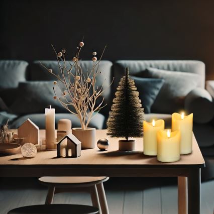 SETTI 3x LED Luonnonvahakynttilä LED/3xAAA/lämpimänvalkoinen