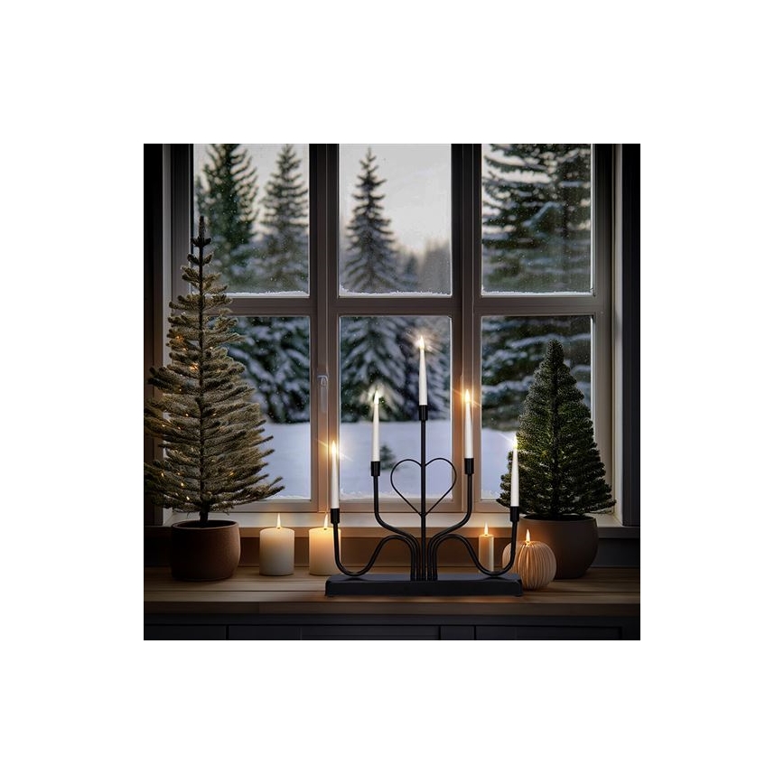 LED-joulukynttelikkö 5xLED/2xAA lämmin valkoinen