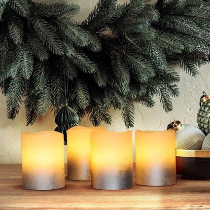 4 kpl LED-kynttiläsarja luonnonvahasta LED/1xCR2032 lämmin valkoinen