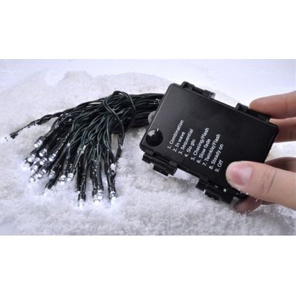 LED-ulkojouluketju 50xLED/8 toiminnot/3xAA 8m IP44 lämpimänvalkoinen