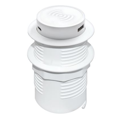 Sisäänrakennettu langaton laturi + USB A+C valkoinen