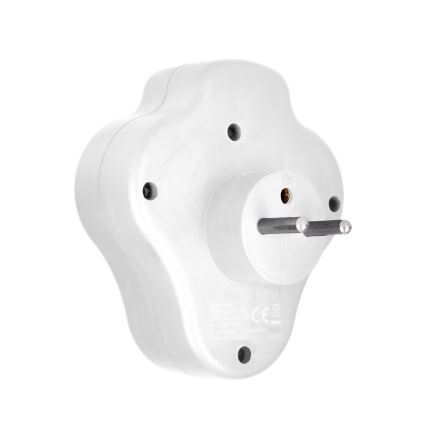 Pistokkeen jakaja kanssa USB A+C lataaja ja katkaisin 2x10A valkoinen