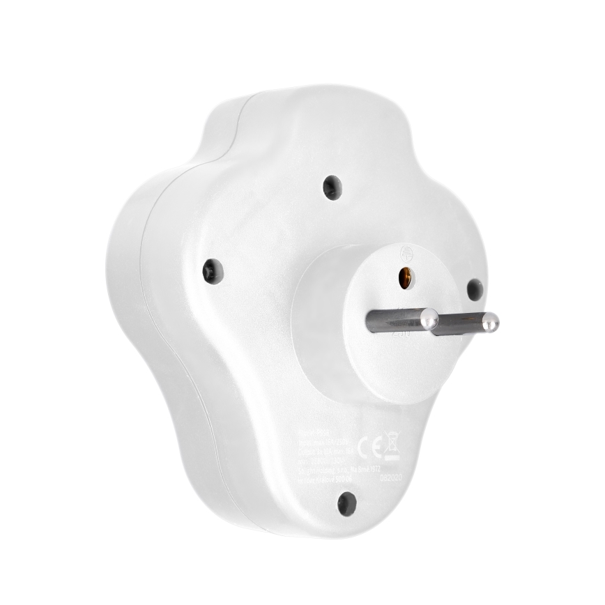 Pistokkeen jakaja kanssa USB A+C lataaja ja katkaisin 2x10A valkoinen