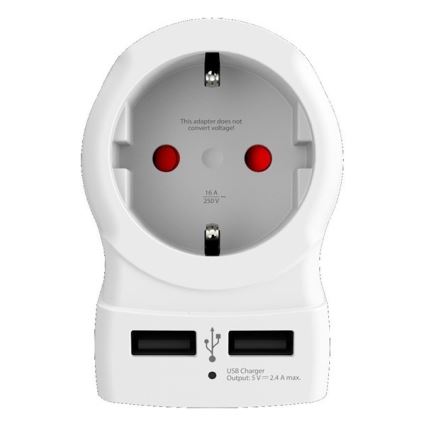 Solight PA28USB - Matkasovitin UK 230V + 2x USB -portti