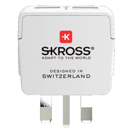 Solight PA28USB - Matkasovitin UK 230V + 2x USB -portti