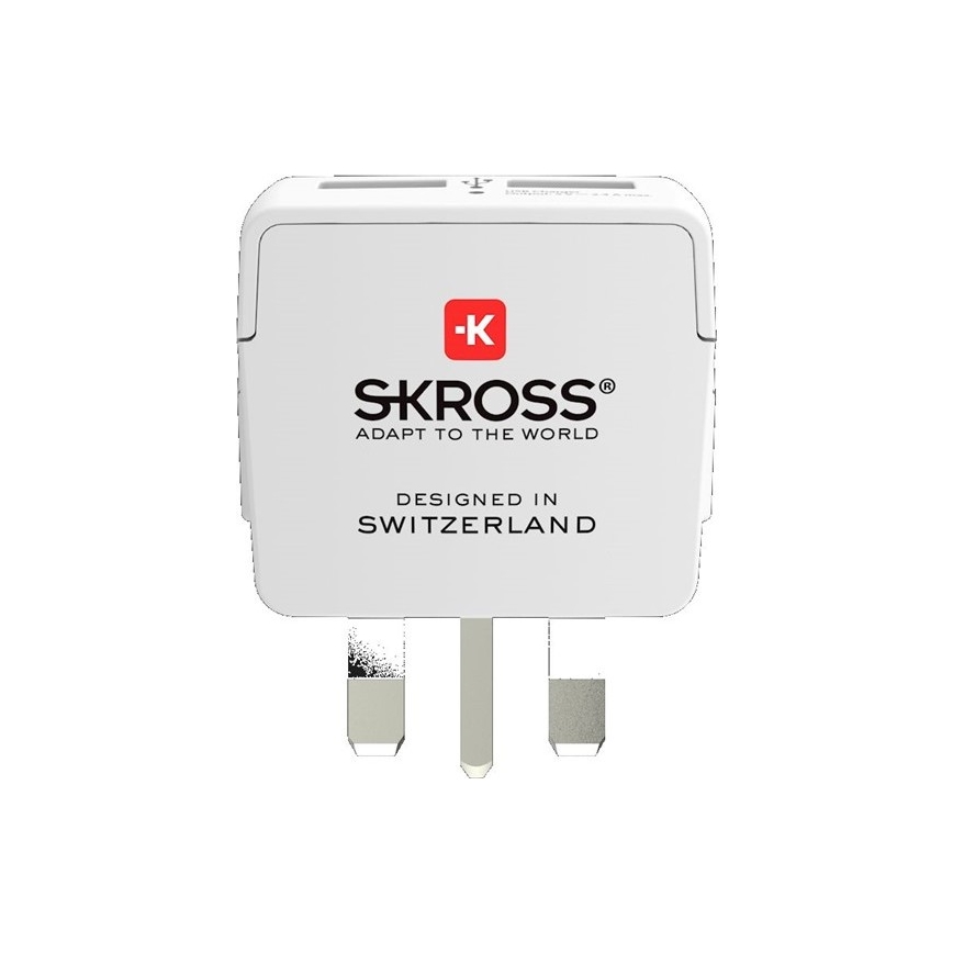 Solight PA28USB - Matkasovitin UK 230V + 2x USB -portti