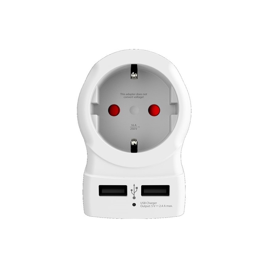 Solight PA29USB - Matkasovitin USA: n 230V + 2x USB-portti