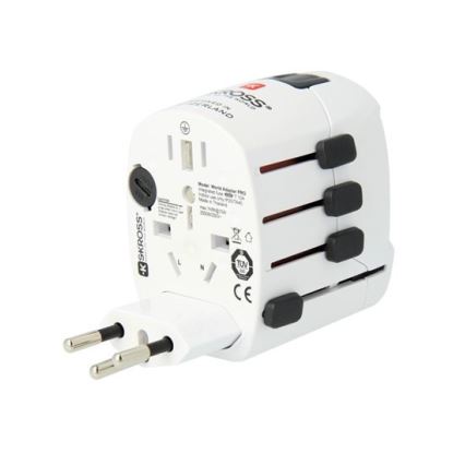 Yleismatkasovitin koko maailmalle 230V + USB-portti