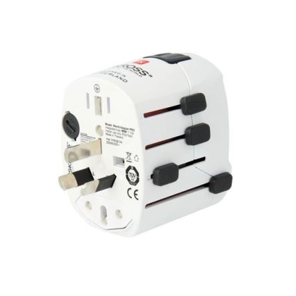 Yleismatkasovitin koko maailmalle 230V + USB-portti