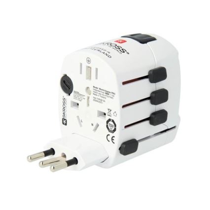 Yleismatkasovitin koko maailmalle 230V + USB-portti