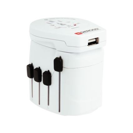 Yleismatkasovitin koko maailmalle 230V + USB-portti