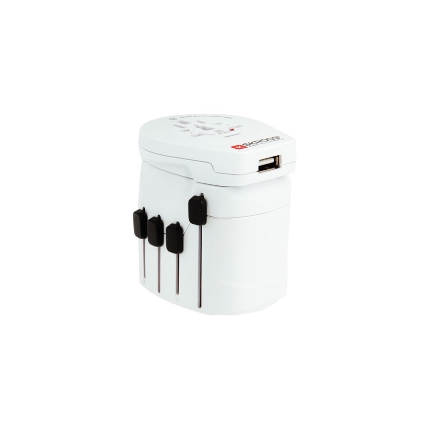 Yleismatkasovitin koko maailmalle 230V + USB-portti