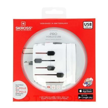 Yleismatkasovitin koko maailmalle 230V + USB-portti