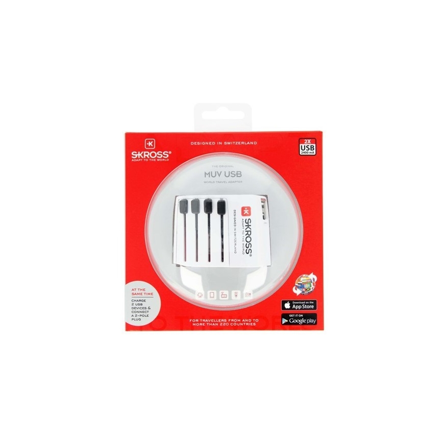 Solight PA48 - kansainvälinen matkasovitin 230V + 2x USB-portti