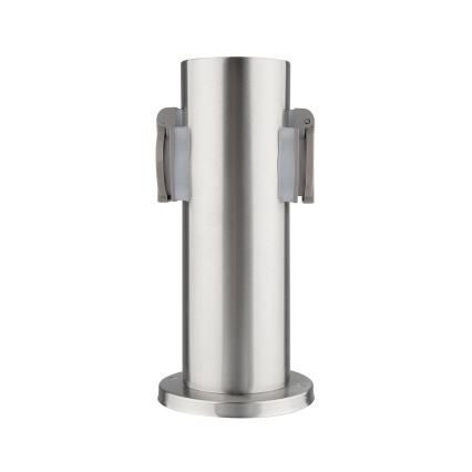 Ulkoinen pistorasiapylväs 2x 230V IP44 mattakromi pyöreä