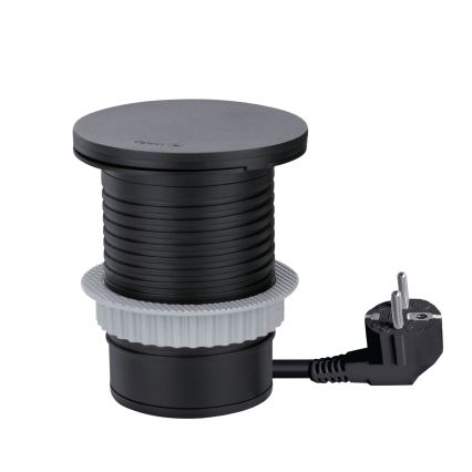 Upotettava pistorasia langattomalla latauksella 10W, 1x pistorasia + USB A+C, musta