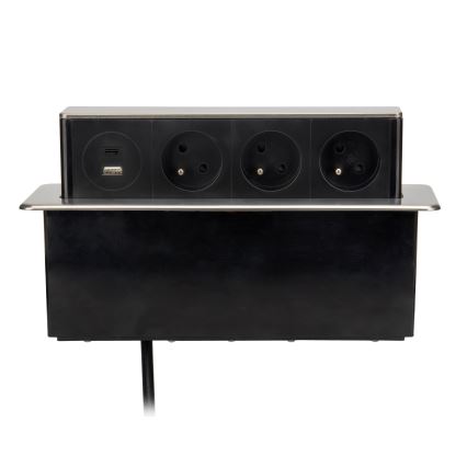 Pistorasia pöydälle 3x230V + USB-A + USB-C