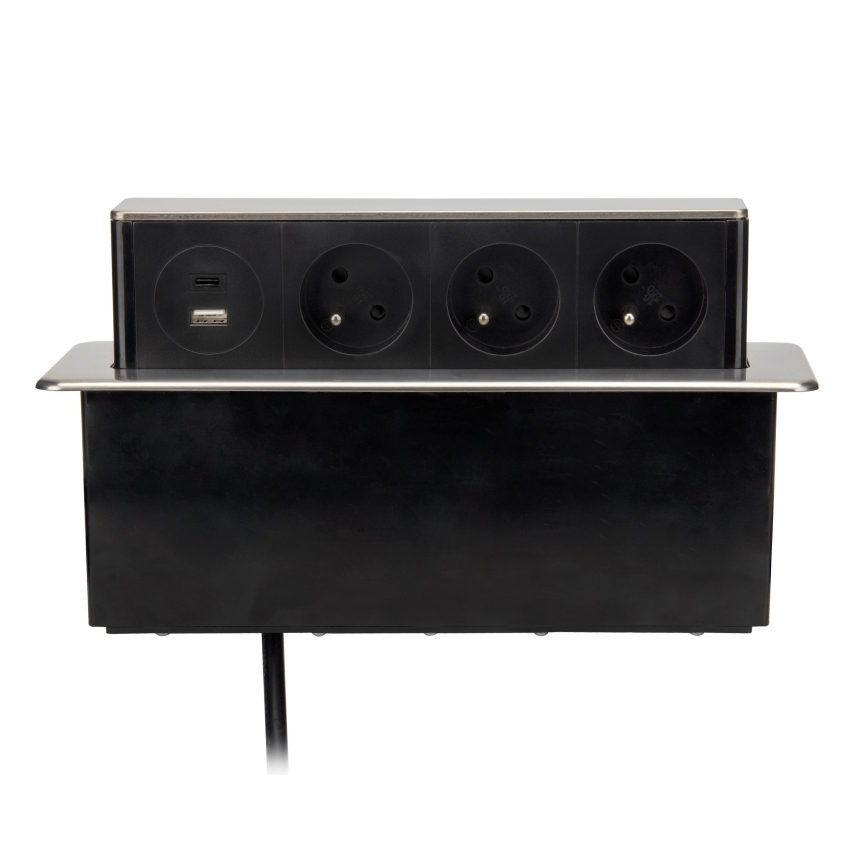 Pistorasia pöydälle 3x230V + USB-A + USB-C
