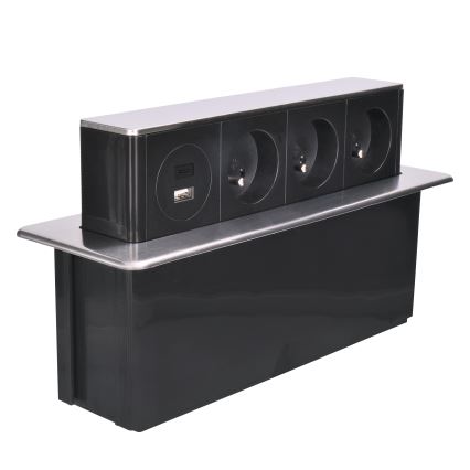 Pistorasia pöydälle 3x230V + USB-A + USB-C
