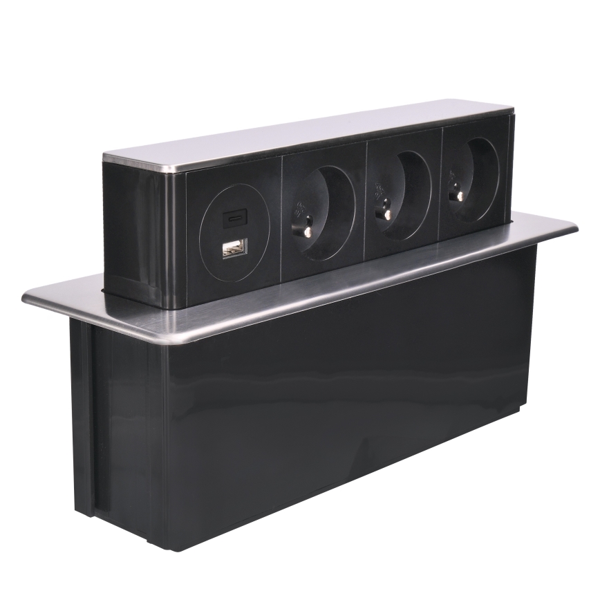 Pistorasia pöydälle 3x230V + USB-A + USB-C