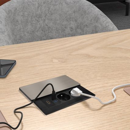 Upotettava pistorasia 20W 2 pistorasiaa + USB-A + USB-C + HDMI