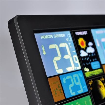 Sääasema LCD-näytöllä USB 5V/2xAAA + 2xAAA lataus musta