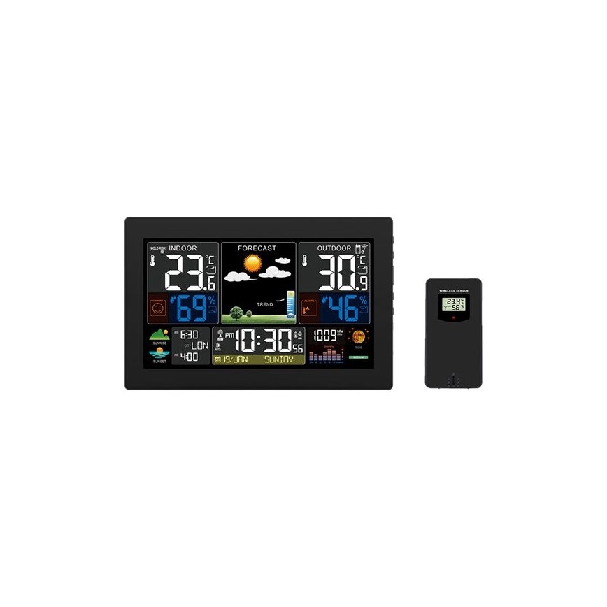Sääasema värillisellä LCD-näytöllä 230V/2xAA + 2xAA