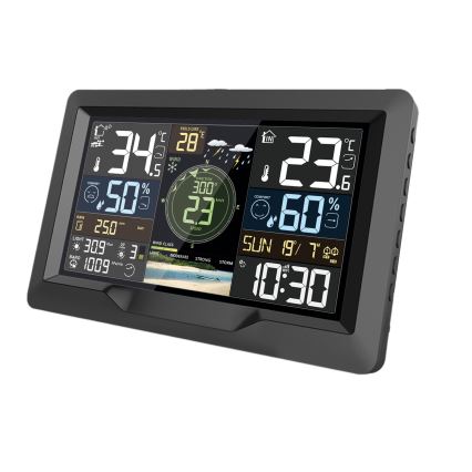 Ammattilaisella värillisellä LCD-näytöllä varustettu sääasema 5V/2xAA + 3xAA + 2xAA Wi-Fi Tuya