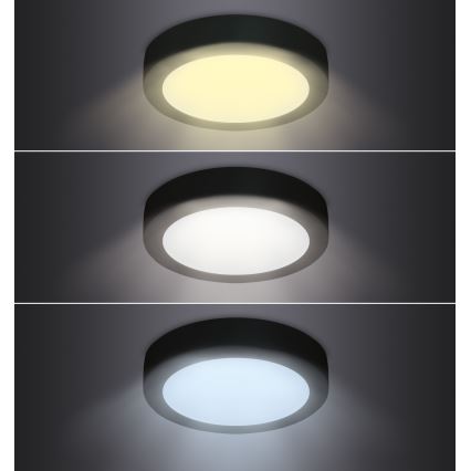 LED Kattovalo LED/24W/230V 3000/4000/6000K musta pyöreä