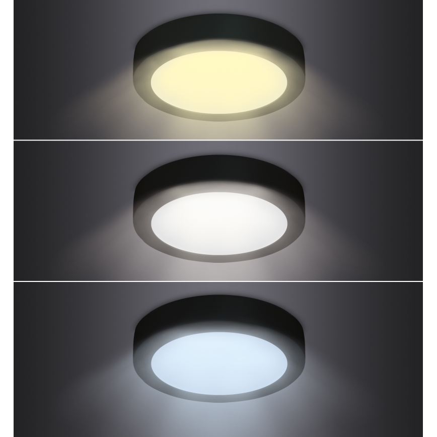 LED Kattovalo LED/24W/230V 3000/4000/6000K musta pyöreä