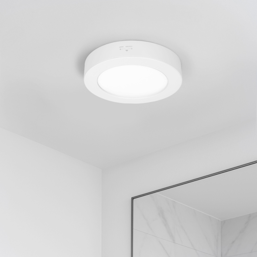 LED pinta- tai uppoasennettava paneeli 2-in-1 LED/12W/230V 3000/4000/6000 K Ø 17 cm IP54 valkoinen